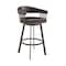 Armen Living Bronson 29" Bar Height Swivel Bar Stool in Java Brown Finish and Chocolate Faux Leather 721535761876 - alternate 1